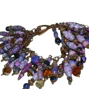 OOAK Handmade Purple Dangle Bracelet with Earrings